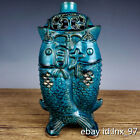 9 China Antique Porcelain Chai Kiln Openwork Lucky Vase