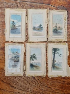 Lote 6 litografías antiguas de Japón Fujiyama aprox 4,5x9cm pequeñas imágenes japonesas - Imagen 1 de 13