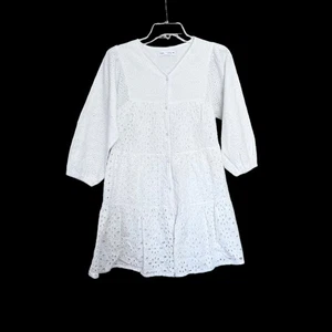Vestito Zara bambina bianco con occhielli ricamati taglia 6 - Foto 1 di 7