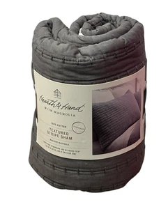 Hearth & Hand with Magnolia Gray Textured Stripe Standard Pillow Sham NEW - Picture 1 of 6