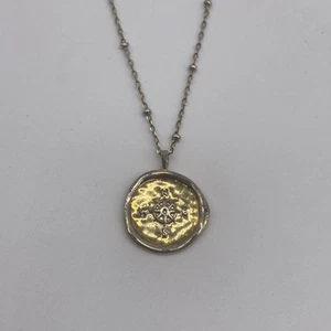 Gorjana Womens Compass Coin Pendant Necklace 18K Gold Plated Medallion - Picture 1 of 4