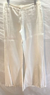 Pantalones Chanel Vintage Para Mujer Talla 40 (US 8) Blanco Pierna Ancha Acampanada Cintura 30" *Defecto Foto 1 de 4