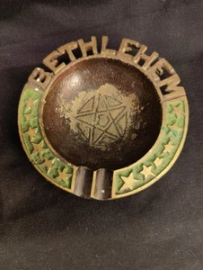 Antique/Vintage Heavy Brass Star Of Bethlehem Ashtray Probably Hen Holon 3.75" - Picture 1 of 9