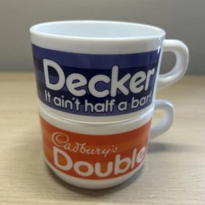 Vintage Cadbury Double Decker Stacking Mugs Set Collectable Arcopal Twin Cups - Picture 1 of 11