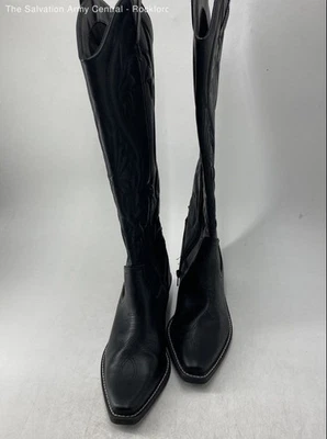 Botas occidentales Wild Fable Kenzi de cuero negras con punta cuadrada hasta la rodilla talla 8 Foto 1 de 4