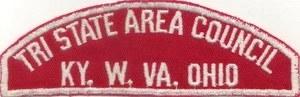 BOY SCOUT RWS TRI STATE AREA COUNCIL / KY. W. VA. OHIO RED & WHITE FULL STRIP - Picture 1 of 1