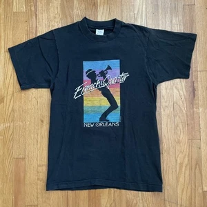 Vintage French Quarter New Orleans Jazz Single Stitch T-Shirt Black Men's Medium - Picture 1 of 13