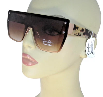 Gafas de sol Jessica Simpson 1 pieza lentes marrones brazos con estampado animal J6259-GLDOAT Foto 1 de 4