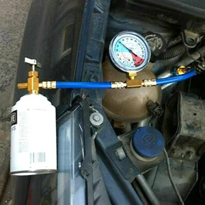R134A Self-Sealing Charge Hose Metal A/C Kits with Thread Pressure Gauge - Picture 1 of 14