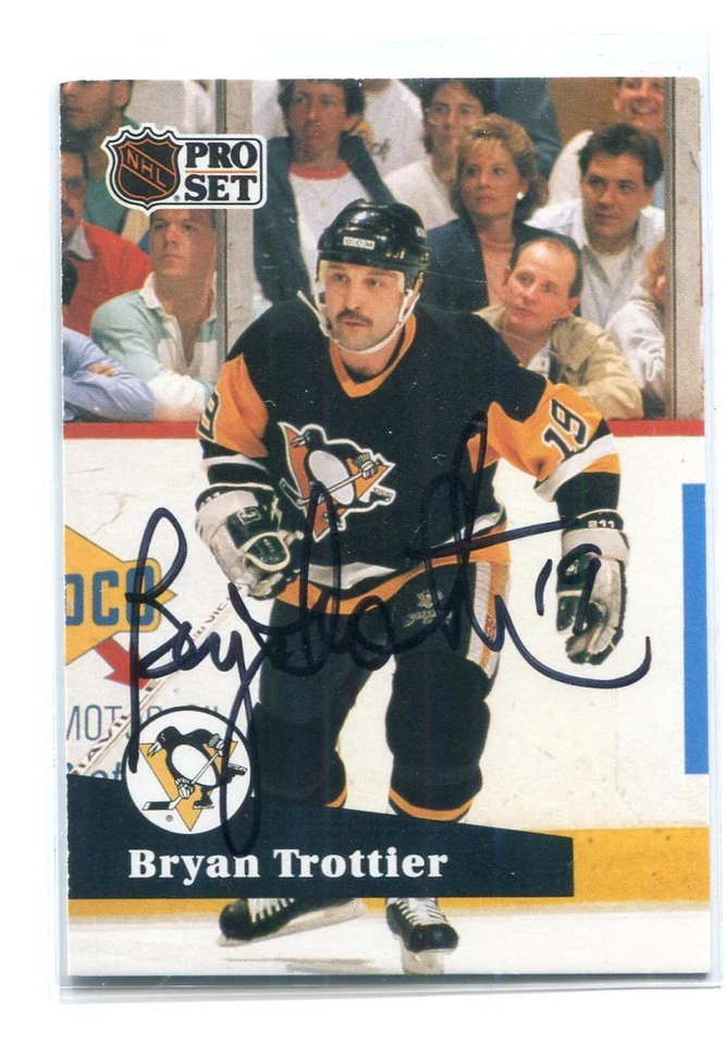 PW) BRYAN TROTTIER 1991 Pro Set IP AUTO #192 Pittsburgh Penguins - Image 1 of 1