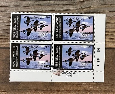 1985 NEW YORK - State Duck Stamp **REMARQUE** Light Gum Disturbance - Image 1 of 2