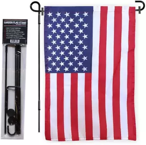 American USA Garden Flag with Pole Stand Holder - Picture 1 of 1