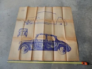 RARO DISEGNO VINTAGE ORIGINALE 1:4 PROTOTIPO PEGASO AUTO 1947 MOTORE RADIALE - Picture 1 of 8