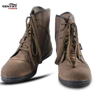 RIDERACT® Mens Motorcycle Riding Boots Brown Lavender MotorBike Safety Shoes - Picture 1 of 11