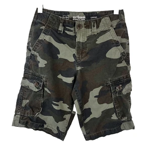 Urban Pipeline Cargo Summer Shorts Boys Size 10R Green Camouflages Cotton Zip - Picture 1 of 6