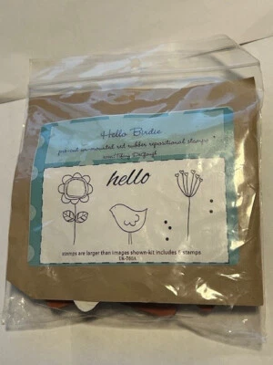 Unity Stamp Company Hello Birdie set of 6 Rubber Stamp Set ~~ New in Package - Image 1 of 2