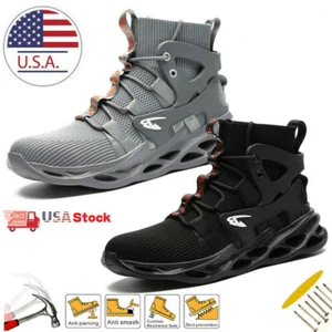 Mens Work Boots Sneaker Walking Waterproof Steel Toe Safety Shoes Hiking US - Picture 1 of 14