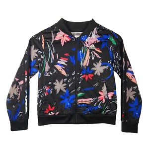 Adidas Youth Girls L (14) Splatter Paint Floral Track Jacket Black Multicolor - Picture 1 of 7