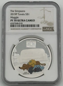 2019 The Simpsons MAGGIE Simpson Proof $1 1oz Silver COIN NGC PF 70- SC - Picture 1 of 2
