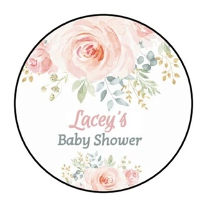 30 Boho Baby Shower stickers Party Favors Labels round watercolor floral girl - Picture 1 of 1