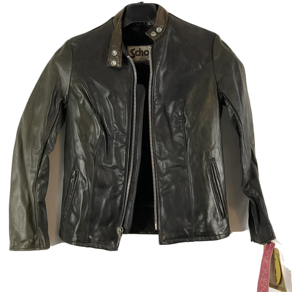 Chaqueta de cuero Schott vintage para mujer Foto 1 de 4