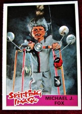 SPITTING IMAGE - Card #10 - "MICHAEL J. FOX - KNOCK, KNOCK!" - TOPPS 1990