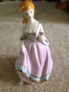 Estatuilla de dama bailarina China - adorno dorado - vestido rosa y azul #7 - Imagen 1 de 4