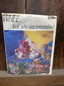 Vogue 2072 Stuffed Animals & Clothes Elephant Pig Cat Mice SEW PATTERN UNCUT - Picture 1 of 8