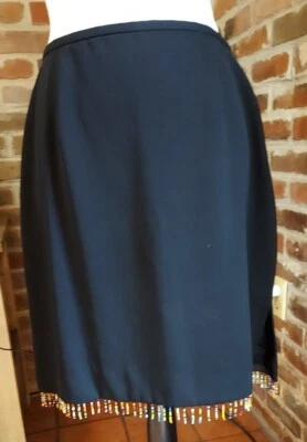 Harolds Black Skirt Short  Beaded Hem Size 12 - Image 1 of 4