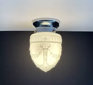 Plafoniera antica anni 30 40 art deco nouveau vittoriana cromata vintage - Foto 1 di 24