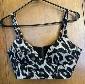 Kendall & Kylie Gray & Black Animal Print Bustier  Size S - Picture 1 of 3