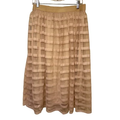 Falda Metrowear Superpuesta de Malla Beige Med Línea A Midi Transparente Capas Fiesta Femenina Foto 1 de 4