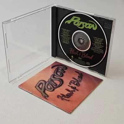 Poison Flesh And Blood CD Enigma Capitol Records Heavy Metal 80’s 90’s Booklet Foto 1 de 4
