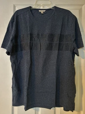 Мужская Calvin Klein джинсы XXL синий ворота коротким рукавом T рубашка, полоски дизайн - Изображение 1 из 4