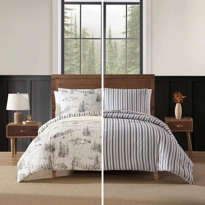 Eddie Bauer Twin Rocky Mountain Cabin Duvet Cover Set Gray - Image 1 of 4