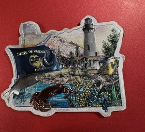 FARO DE OREGÓN, PESCADO, CANGREJO BANDERA DEL ESTADO, COLECCIONABLES RECUERDOS IMÁN NEVERA - Imagen 1 de 6
