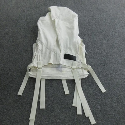 Darker Waves Vest Mens Medium White Hooded Backpack Straps Techwear Streetwear - Image 1 of 4