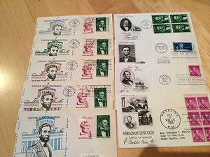 SET OF 9 POSTAL  COVERS OF ABRAHAM LINCOLN - Picture 1 of 3