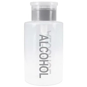Liquid Push Down Alcohol Dispenser- Clear Bottle- Labeled - 9 Oz Bottle - Picture 1 of 5