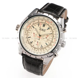 Reloj de pulsera mecánico analógico de cuero Jaragar automático de lujo mes fecha día - Imagen 1 de 6