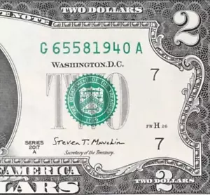 G 6558 1940 A : TRAILING YEAR 1940 $2 Two Dollar Bill Serial Number - Picture 1 of 3