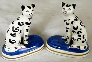 ANTICA COPPIA GATTO CERAMICA SANSONE CHELSEA CERAMICA ORO SEGNO ANCORA - Foto 1 di 7
