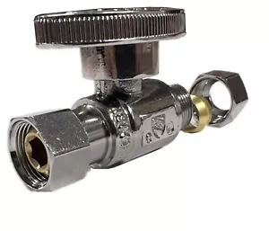 3/8" OD Female Comp x 3/8" OD Male Comp Quarter Turn Water Shut Off Valve - Picture 1 of 5