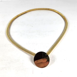 Vtg Womens Belt Coil Stretch Round Buckle Gold Tone 34" Stretched Thin 1/8" Wide - Picture 1 of 7