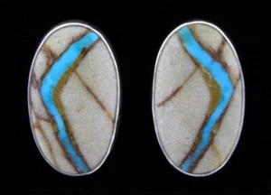 Pendientes Turquesa Cinta Royston Natural Por Artista Navajo Bernyse Chávez - Imagen 1 de 2