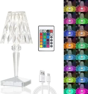 Neu LED Kristall Tischlampe RGB Diamond Nachtlicht Touch Atmosphäre Lampe USB - Bild 1 von 17