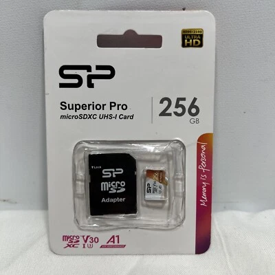 Superior Pro MicroSDXC UHS-I 256 GB Card With Adapter ~ New - Image 1 of 2