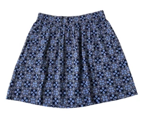 Neu Loft Outlet blau Paisley Leinenmischung Rock voll über Knie Taschen S Petite  - Bild 1 von 3