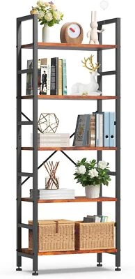 Industrial 5 Tier Bookshelf Bookcase Wide Display Storage Shelves Corner Shelf - Image 1 of 4