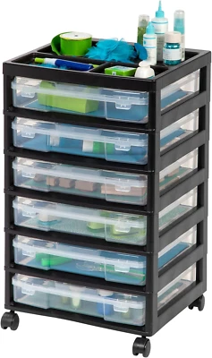 6-Tier Rolling Storage Cart Scrapbook Organizer with Clear Cases for Art Craft - Image 1 of 4